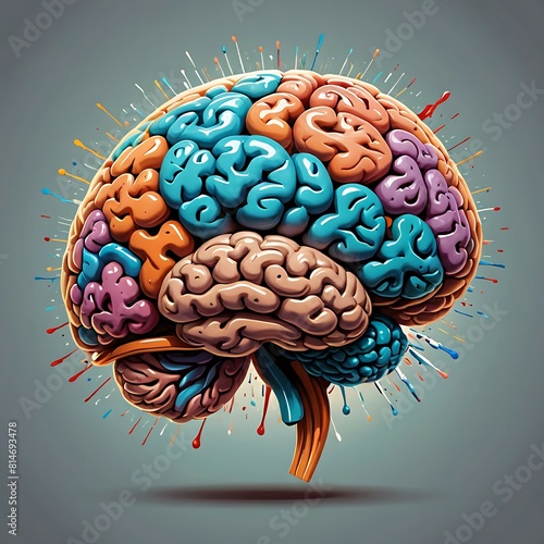 Colorful brain in the style of a tree