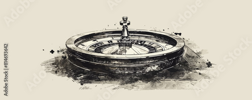Roulette casino vintage sketch hand drawn. vector simple illustration