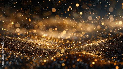 Golden Bokeh Lights Creating Abstract Background