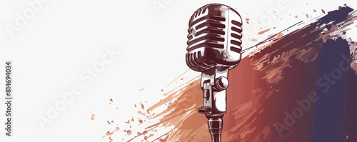 Retro microphone isolated on white background.. vector simple illustration