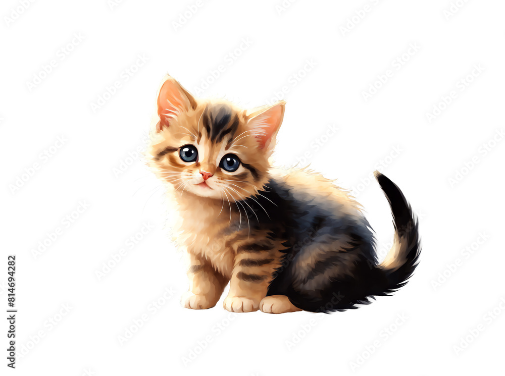 kitten watercolor painting illustration isolated transparent background png .png