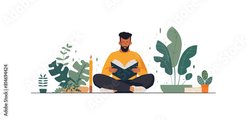 man with book vector flat minimalistic isolated illustration