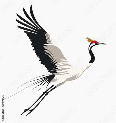 a crane flying with its wings spread