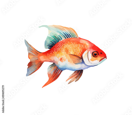 Fish, watercolor painting. animal cartoon vector illustration collection. isolated on a white background