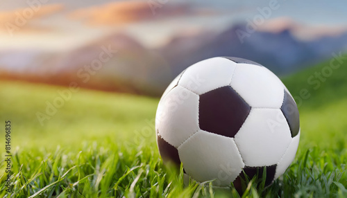 Soccer Ball on Lush Green Field. Generative AI (ID: 814696835)