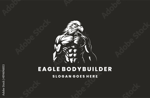 Eagle body builder logo icon design template vector illustration
