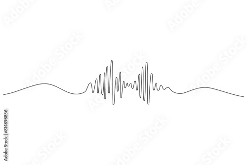 One line drawing of sound wave. Continuous linear sketch .Doodle vector illustration