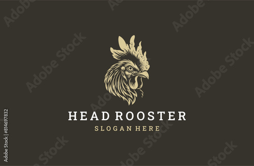Head rooster logo icon design template vector illustration