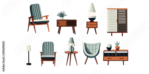 Modern interior models for architectural interior design, flat vector illustration