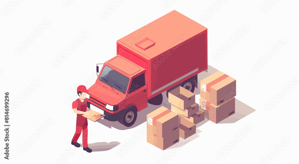 a man in a red uniform standing next to a red truck a man in a red uniform standing next to a red truck