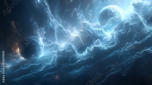 Wallpaper Mural Digital Cosmos: A Vivid and Dynamic Exploration of Space Torontodigital.ca