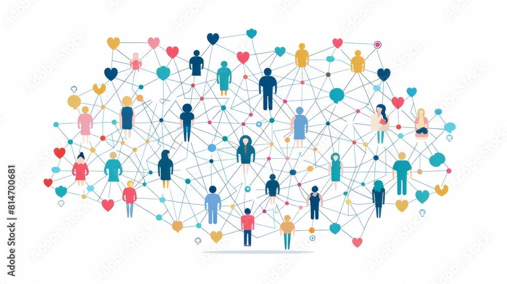People of different colors and shapes come together to form a heart-shaped community. People of different colors and shapes come together to form a heart-shaped community.
