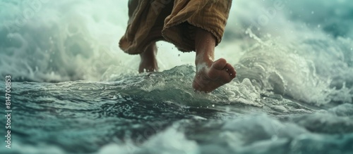 Jesus Walking on Water Amidst the Stormy Sea
