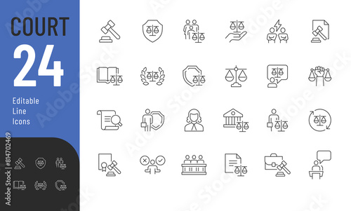 Court Editable Icons set. Vector illustration in modern thin line style of law related icons: Lawyer, judge, justice, and more. Pictograms and infographics for mobile apps.   © Giorgi