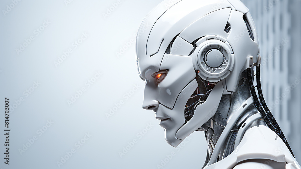 male robot cyborg on a white background, man portrait head, fictional abstract character male robot cyborg on a white background, man portrait head, fictional abstract character