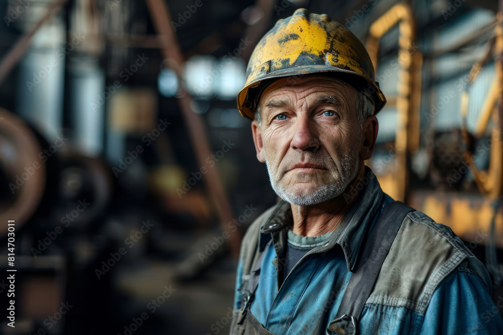 Portrait of a seasoned worker in an industrial setting Portrait of a seasoned worker in an industrial setting