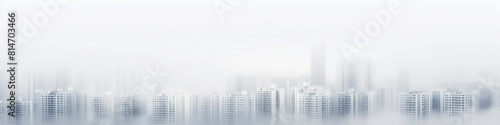 architectural white urban background long narrow panoramic view  row of houses on white fog   blank design  urban concept