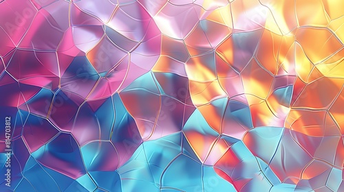 Abstract colorful holographic voronoi polygonal background