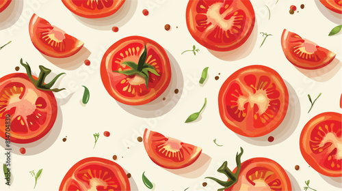 Natural seamless pattern with sliced and whole red 