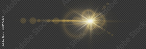 Flare light effect. Star explosion, laser neon rays of light. On a transparent background.