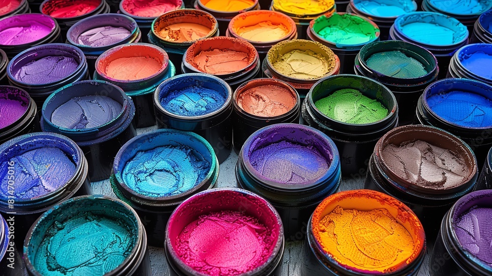 Various vibrant colors of paint tubes neatly arranged on a table Various vibrant colors of paint tubes neatly arranged on a table