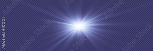 Flare light effect. Star explosion, laser neon rays of light. On a transparent background.