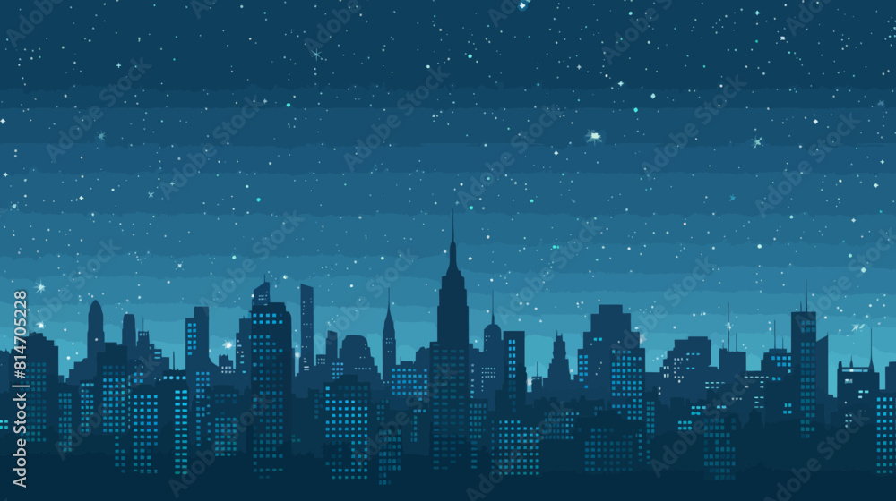 a view of a city at night with stars in the sky