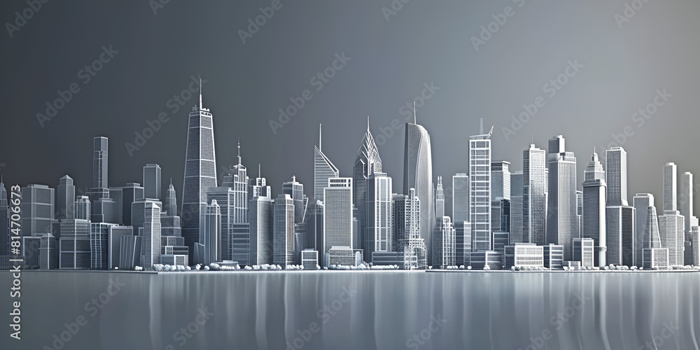 Cityscape Made Up Of Many Buildings And Reflections Background