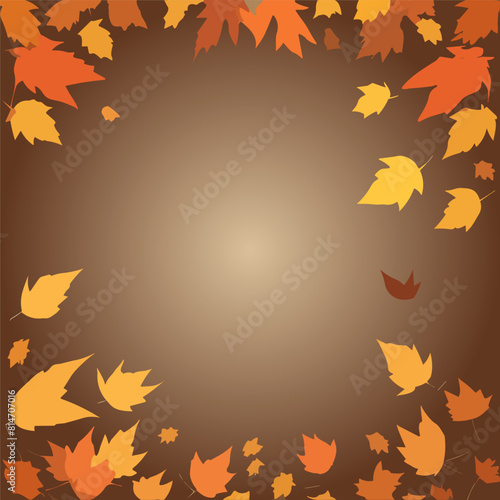 Autumn background with golden maple and oak leaves. Vector paper illustration.