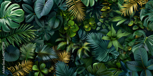 A green jungle wallpaper with a dark background and a green plant
