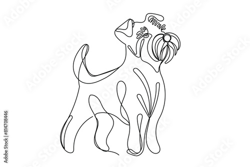 Line Art Schnauzer Dog Portrait. Line Art Animal Isolated on White Background. One Editable Continuous Line Drawing Simple Modern Outline Curve Doodle Sketch. Editable Thin Outline Vector Stroke. 