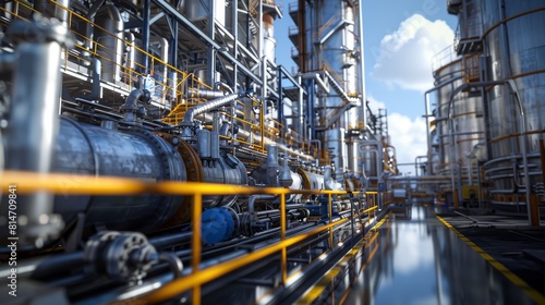 Depict a specialty chemicals plant where waste solvents are reclaimed and recycled using distillation and other purification techniques.