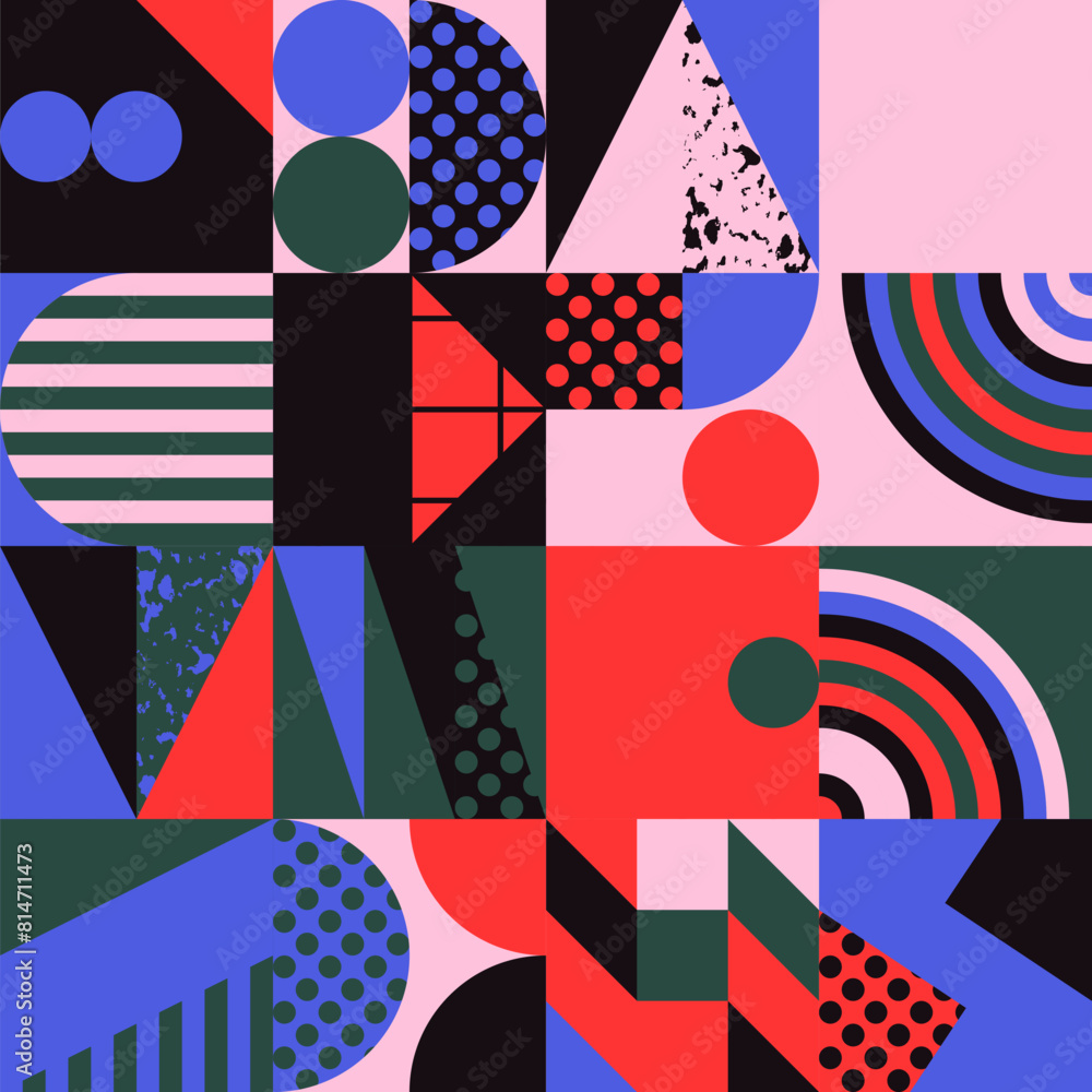 Trendy Colorful Geometric Pattern In 80s-90s Styles. Trendy Colorful Geometric Pattern In 80s-90s Styles.