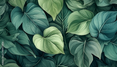 leaves seamless pattern watercolor background