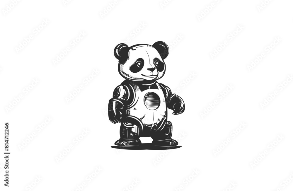 Fototapeta premium Robot panda logo icon design template vector illustration