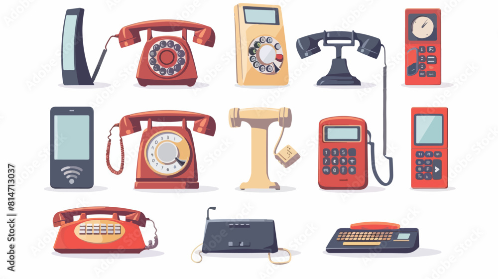 Phone evolution from old vintage telephones to modern