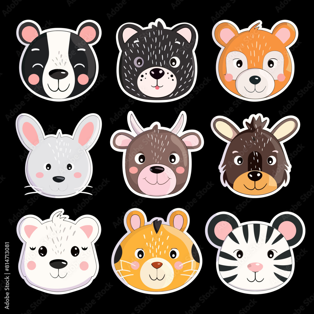 a group of different animal faces on a black background a group of different animal faces on a black background
