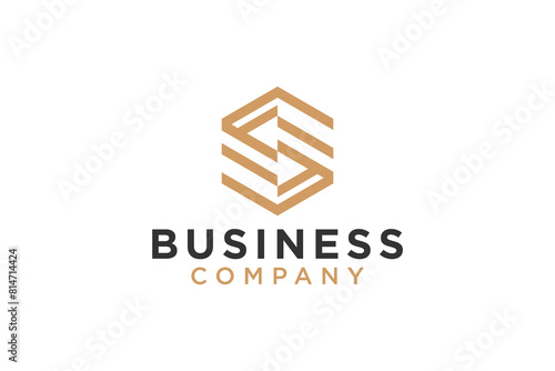 S F initial logo hexagon shape brand identity design