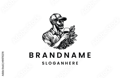 Man wine logo icon design template vector illustration