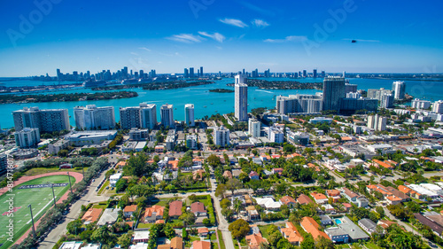 Miami Beach, Florida - Panoramic aerial view of the beautiful city skyline
