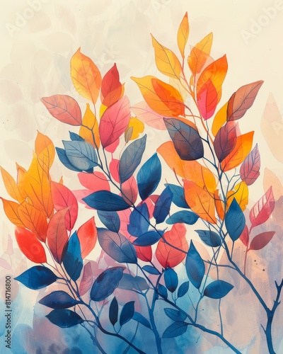 Vibrant Nature Scene with Watercolor Painting Generative AI