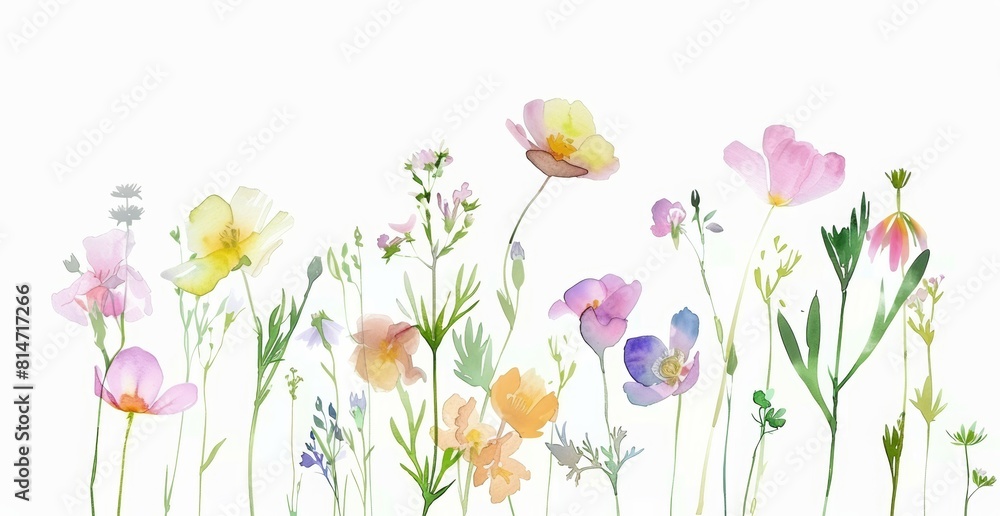 Whimsical Wildflowers on White Background for Cozy Decor Inspiration Generative AI