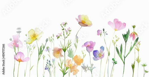 Whimsical Wildflowers on White Background for Cozy Decor Inspiration Generative AI