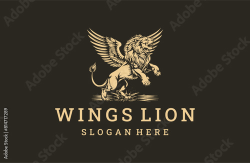 Wings lion logo icon design template vector illustration photo