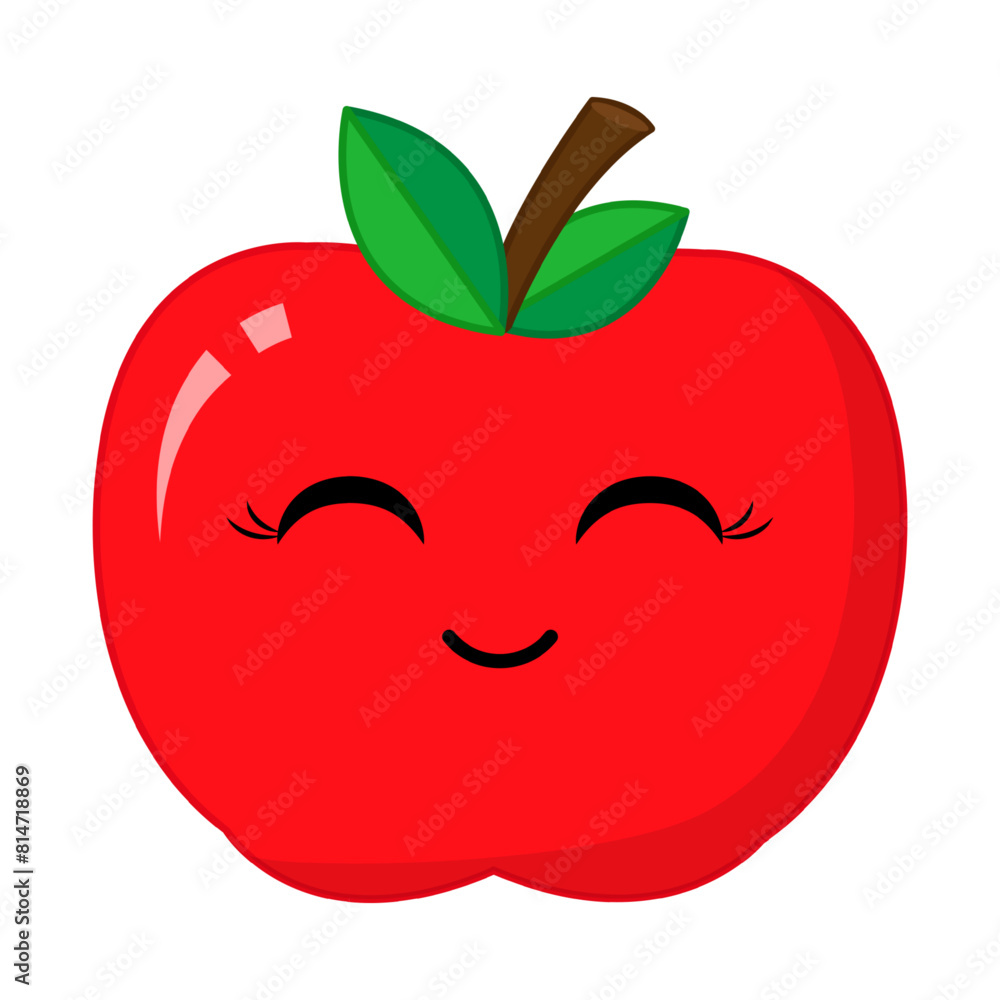 Vector illustration of red apple on transparent background
