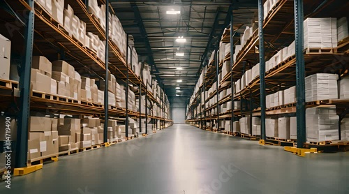 Wallpaper Mural a company's warehouse with high shelves Torontodigital.ca