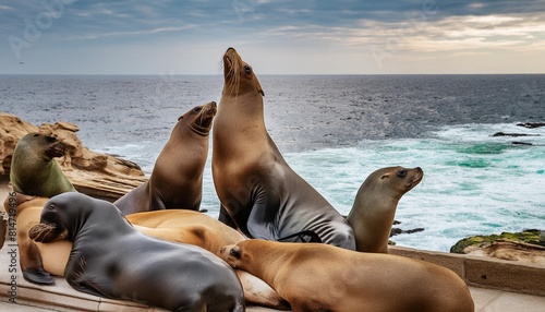 group of sea lions in la jolla cove san diego california