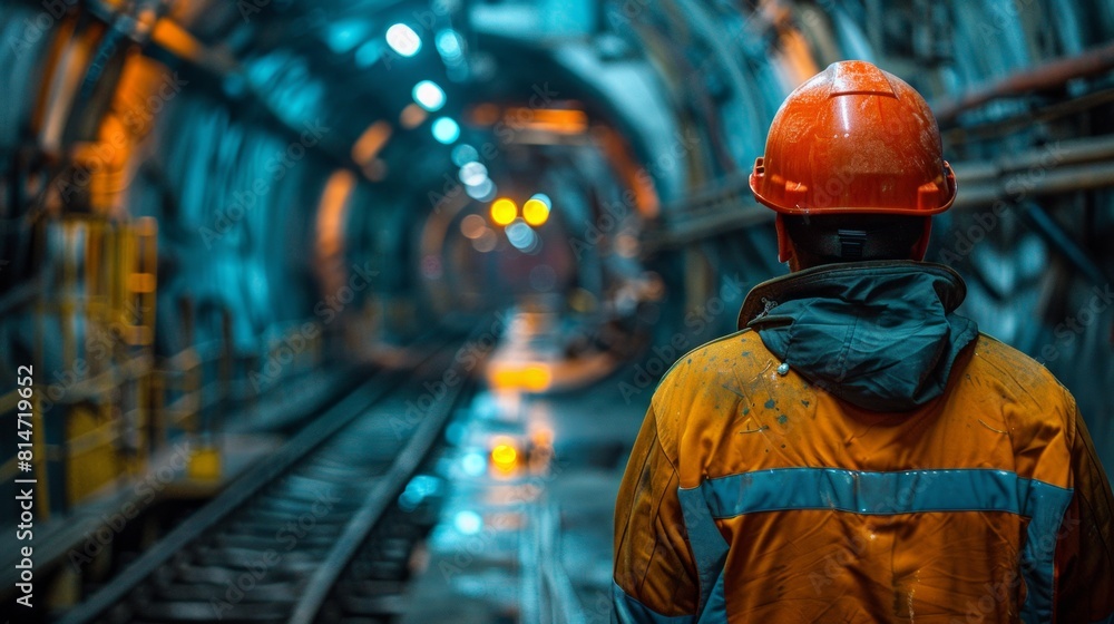 Construction worker in tunnel Construction worker in tunnel