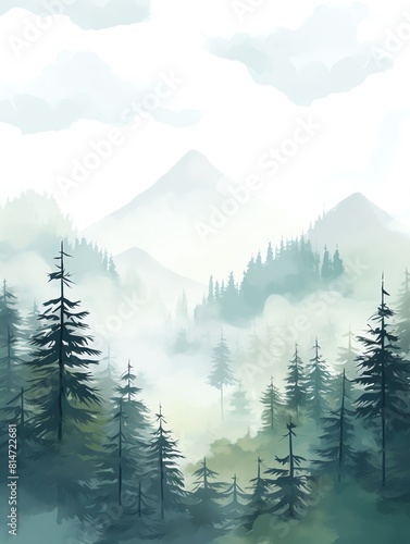 Pine tree creation flat design front view mountain theme animation monochromatic color scheme