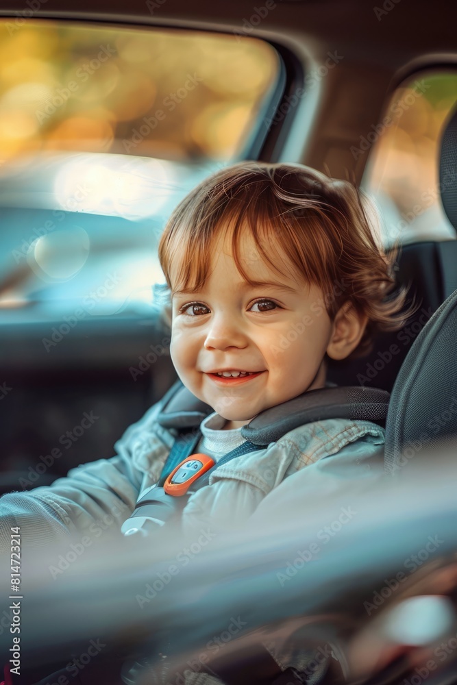 a child in a car seat. selective focus a child in a car seat. selective focus